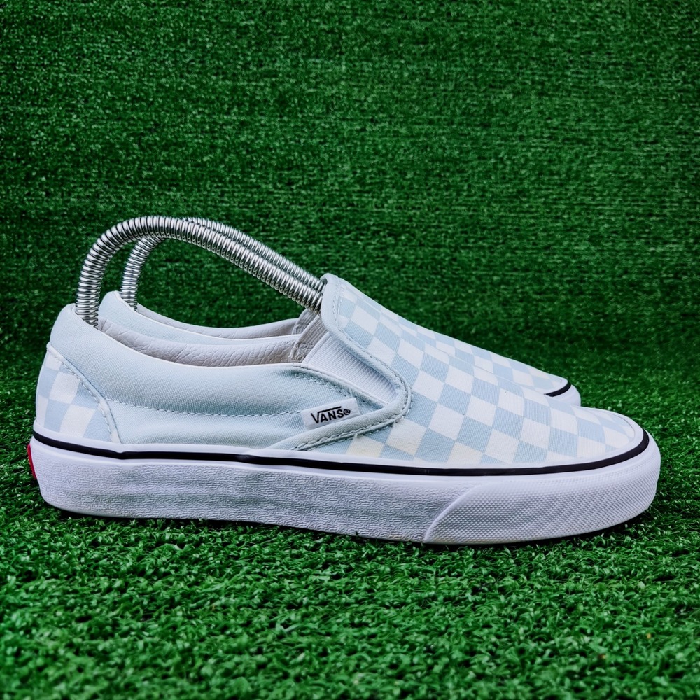 Vans Slip On Women 8 Blue White Checkerboard Classic Skate Shoes 507698